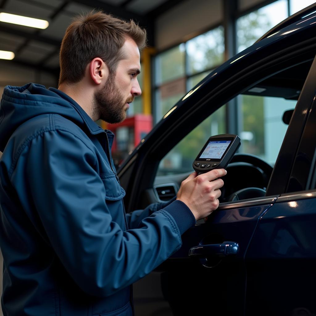 Aberdeen Mechanic Using Diagnostic Scanner