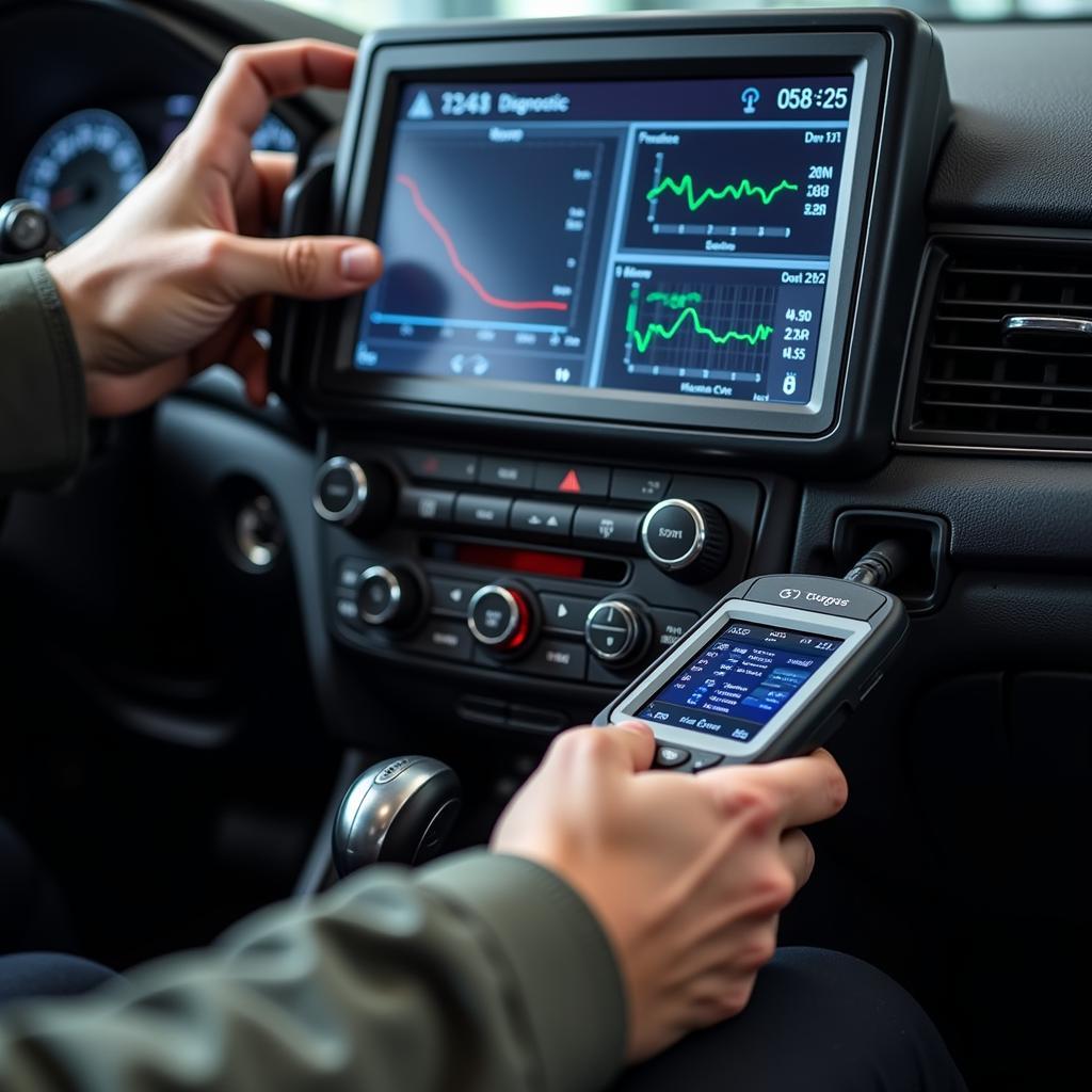 Technician Using Advanced Diagnostic Tools for Car Repair in Gloucestershire