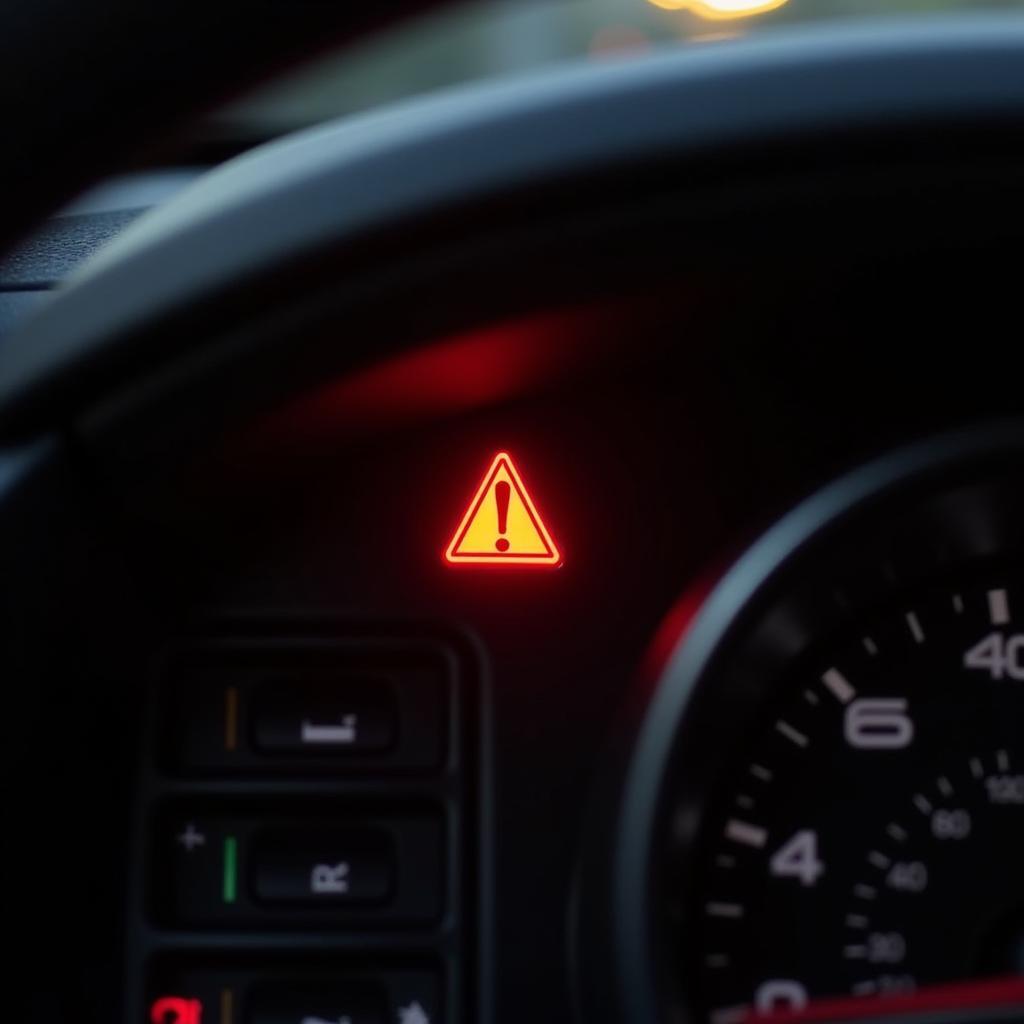 Car dashboard with airbag warning light illuminated