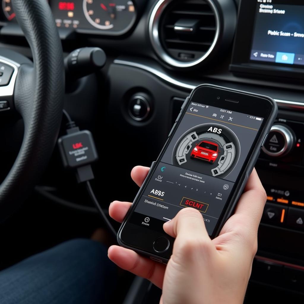 Android Phone Performing ABS Diagnostic Scan