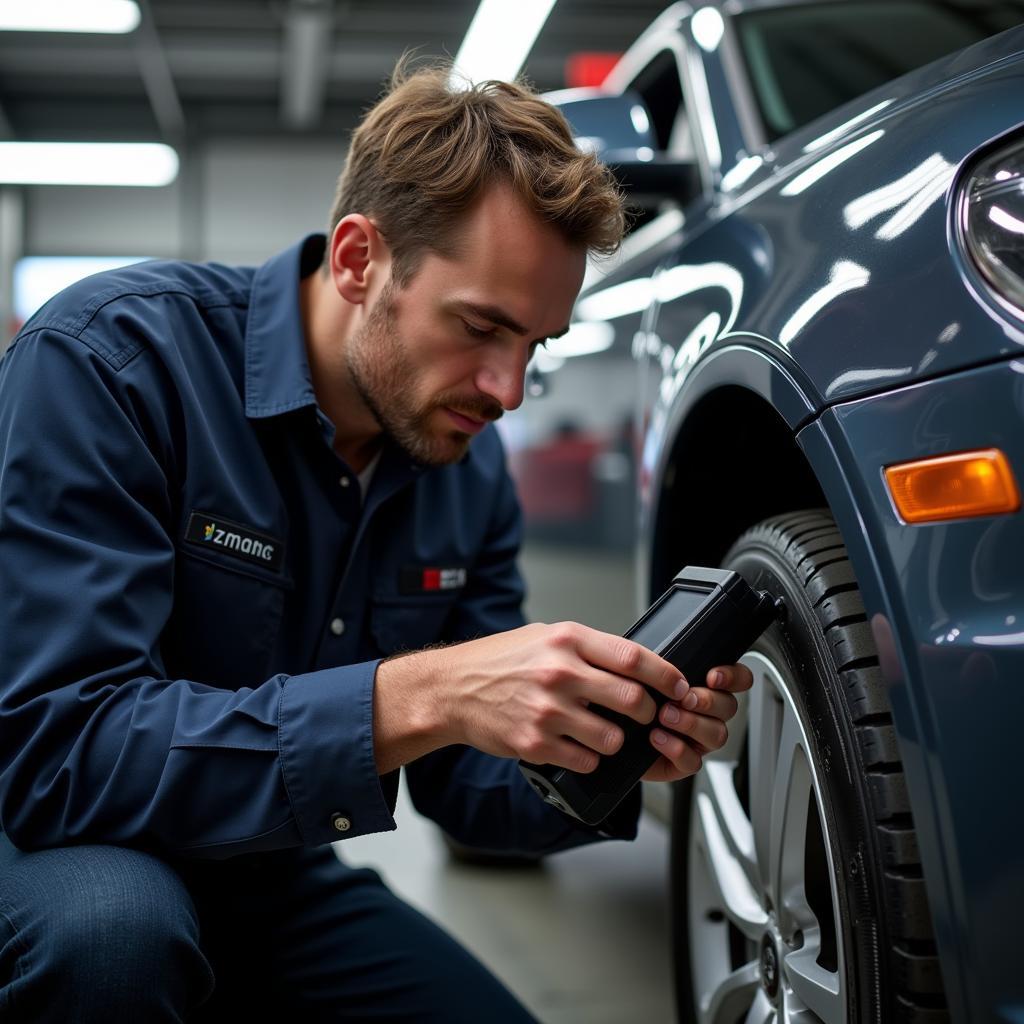 Audi Mechanic Performing Diagnostics