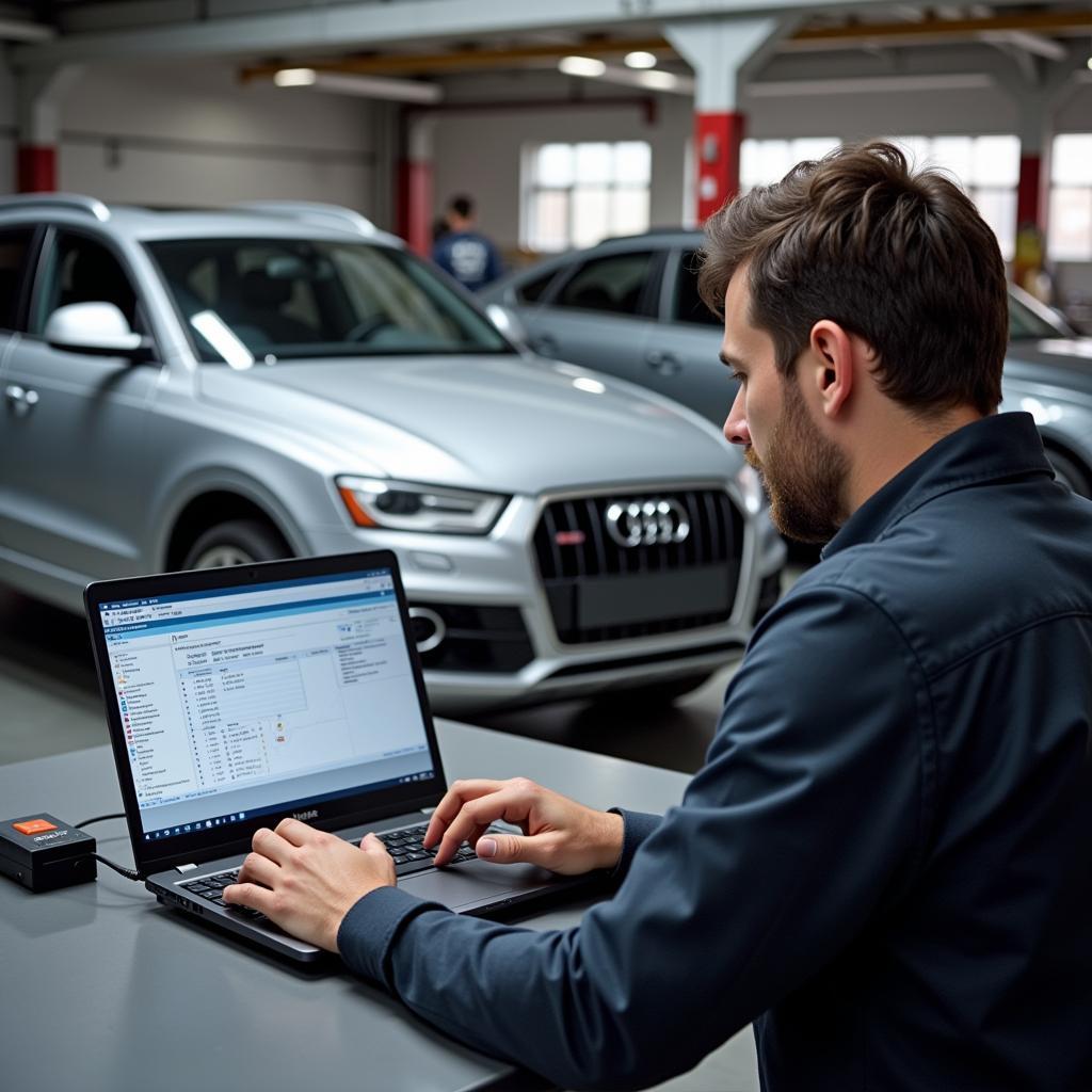 Mechanic Using OBD2 Scanner