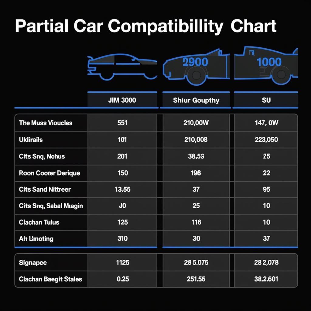 Auro JM-600 Car Compatibility Chart