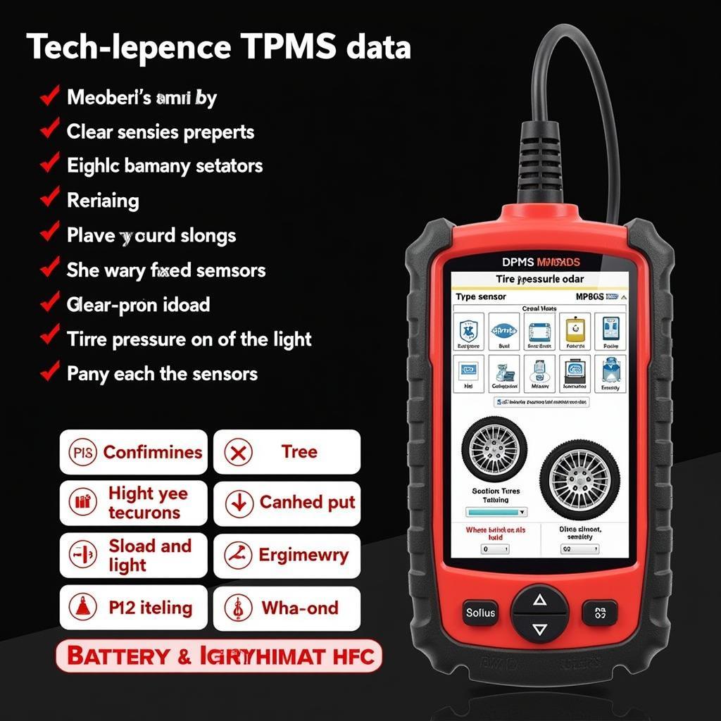 Autel MP808TS TPMS Dashboard Display