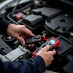 Auto Electrician in Bradford using a Digital Multimeter