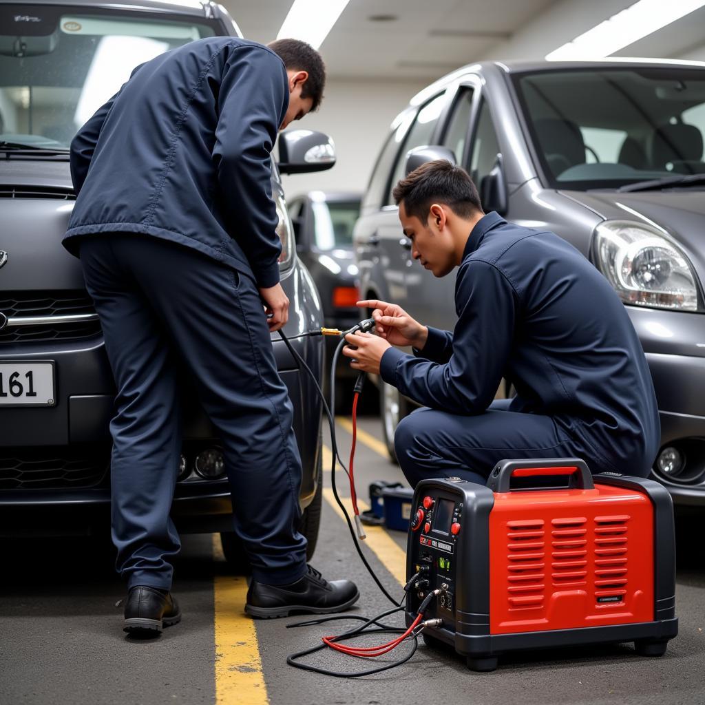 Auto Electrician Performing DPF Regeneration