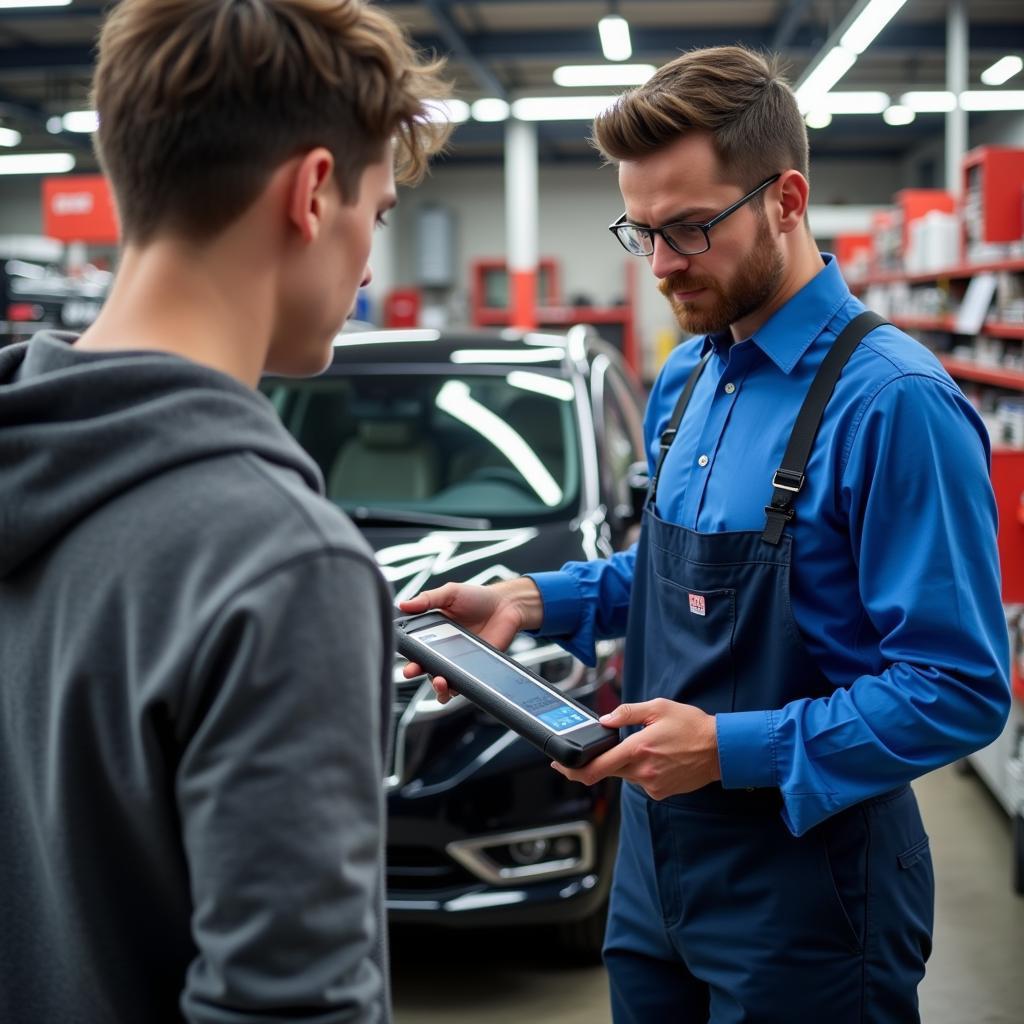 Car Diagnostic at Auto Parts Store