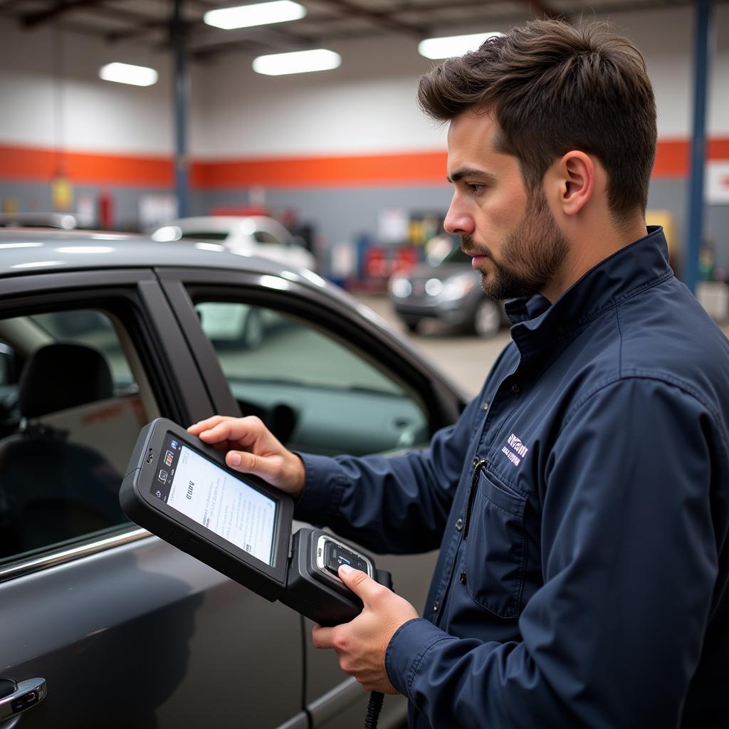 AutoZone Technician Connecting OBD2 Scanner