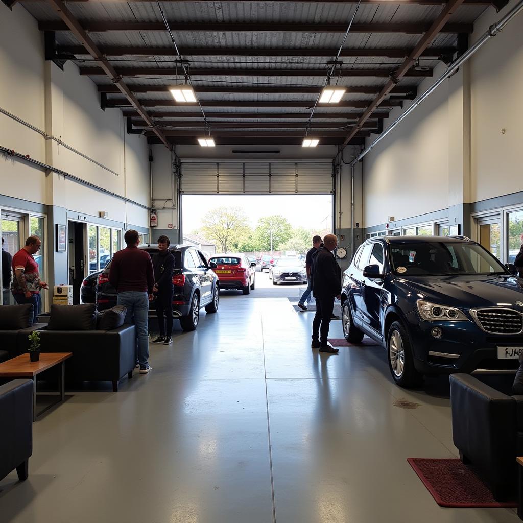 The interior of a well-equipped car diagnostics garage in Barnsley