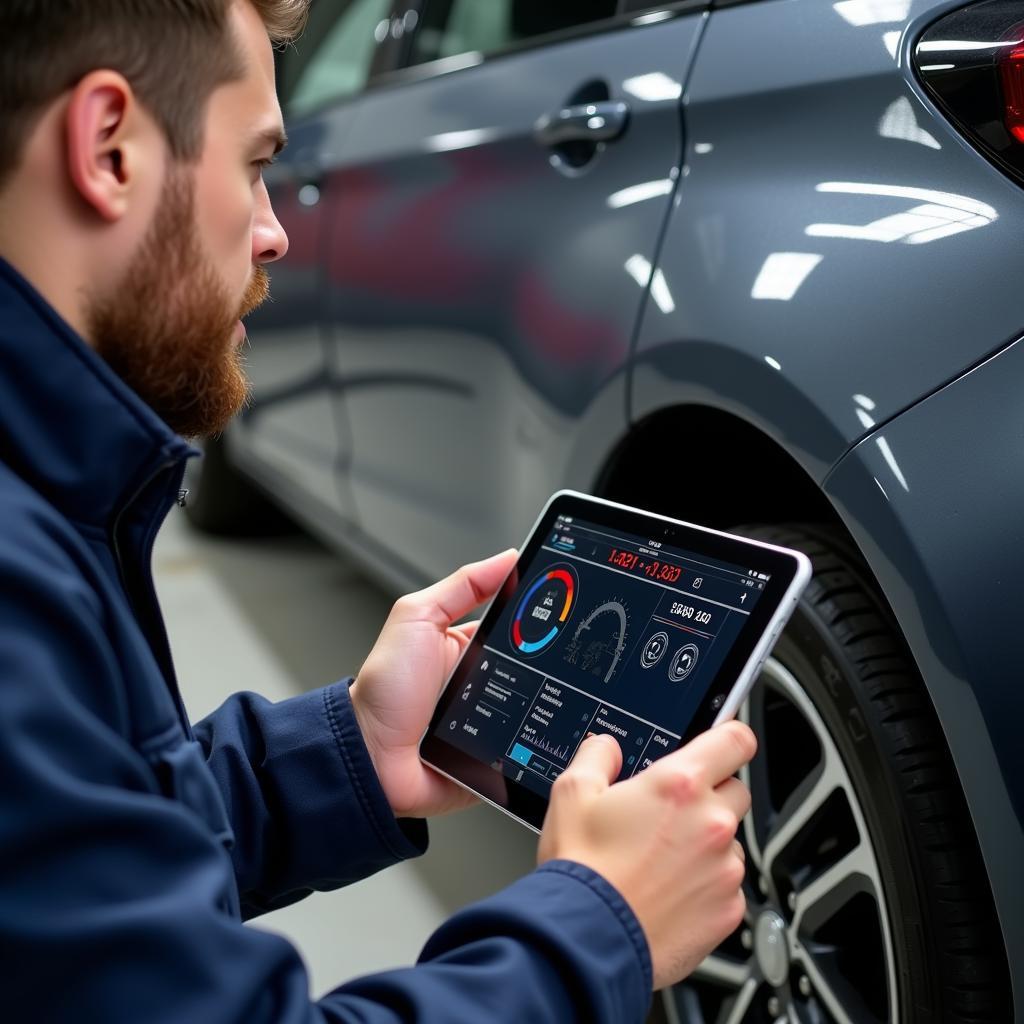 Mechanic using best iPad car diagnostic software