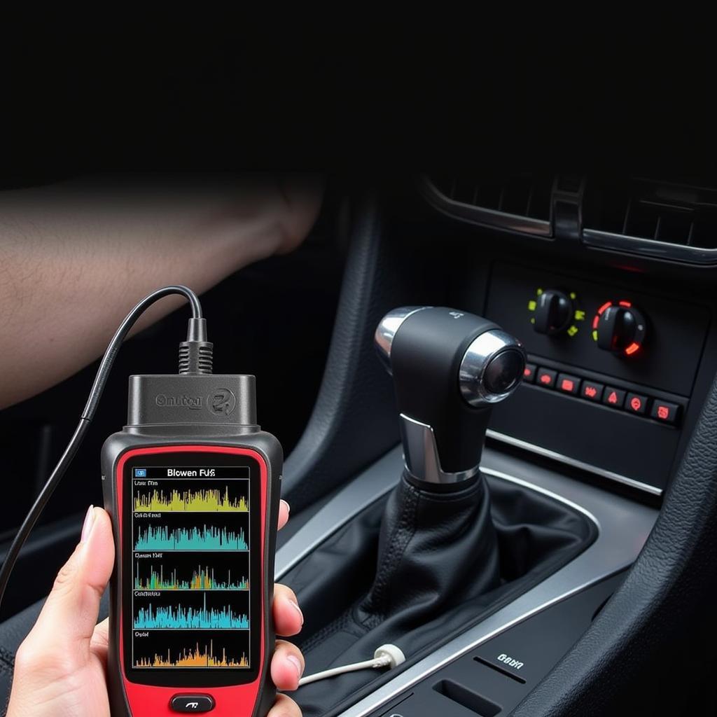 Car Diagnostic Scanner Detecting Blown Fuse