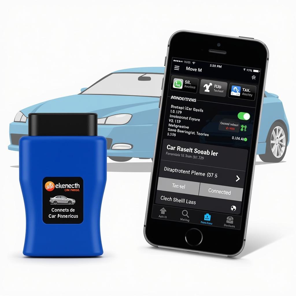 Bluetooth car diagnostic tool connected to a car's OBD2 port