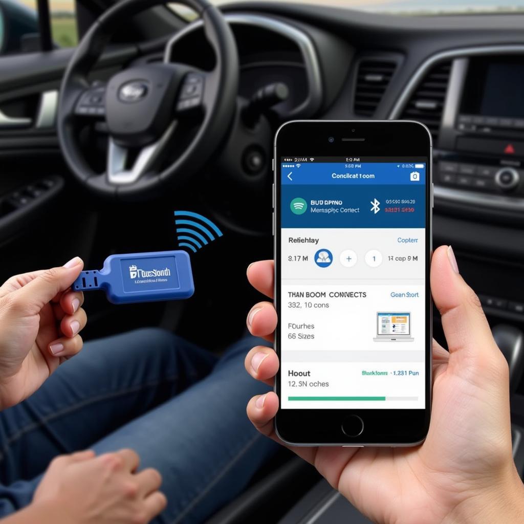 Smartphone Connected to Bluetooth OBD2 Dongle