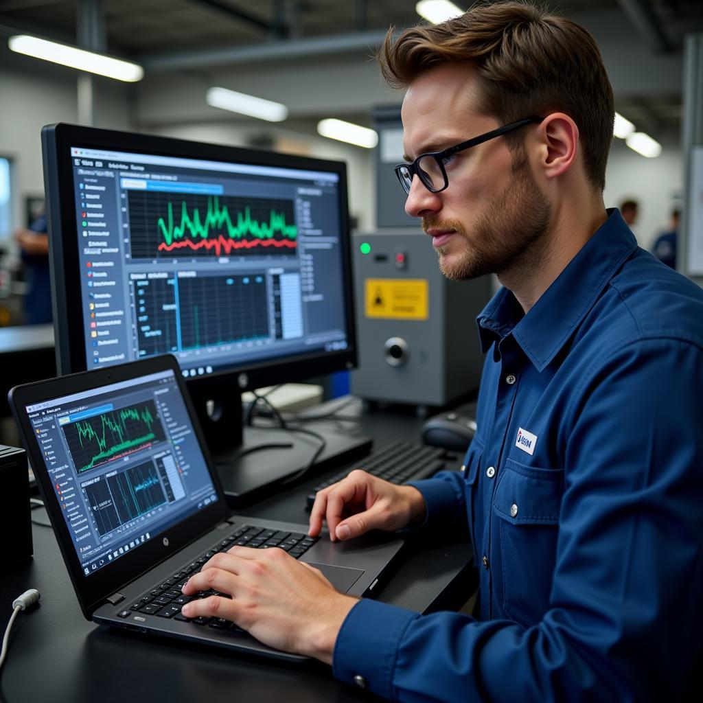 BMW Technician Performing Diagnostics