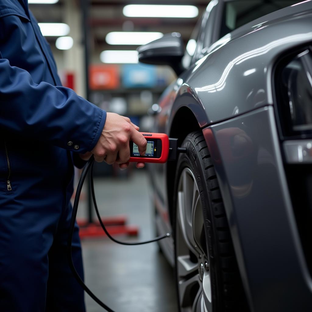 Modern car diagnostics equipment in a Borehamwood garage