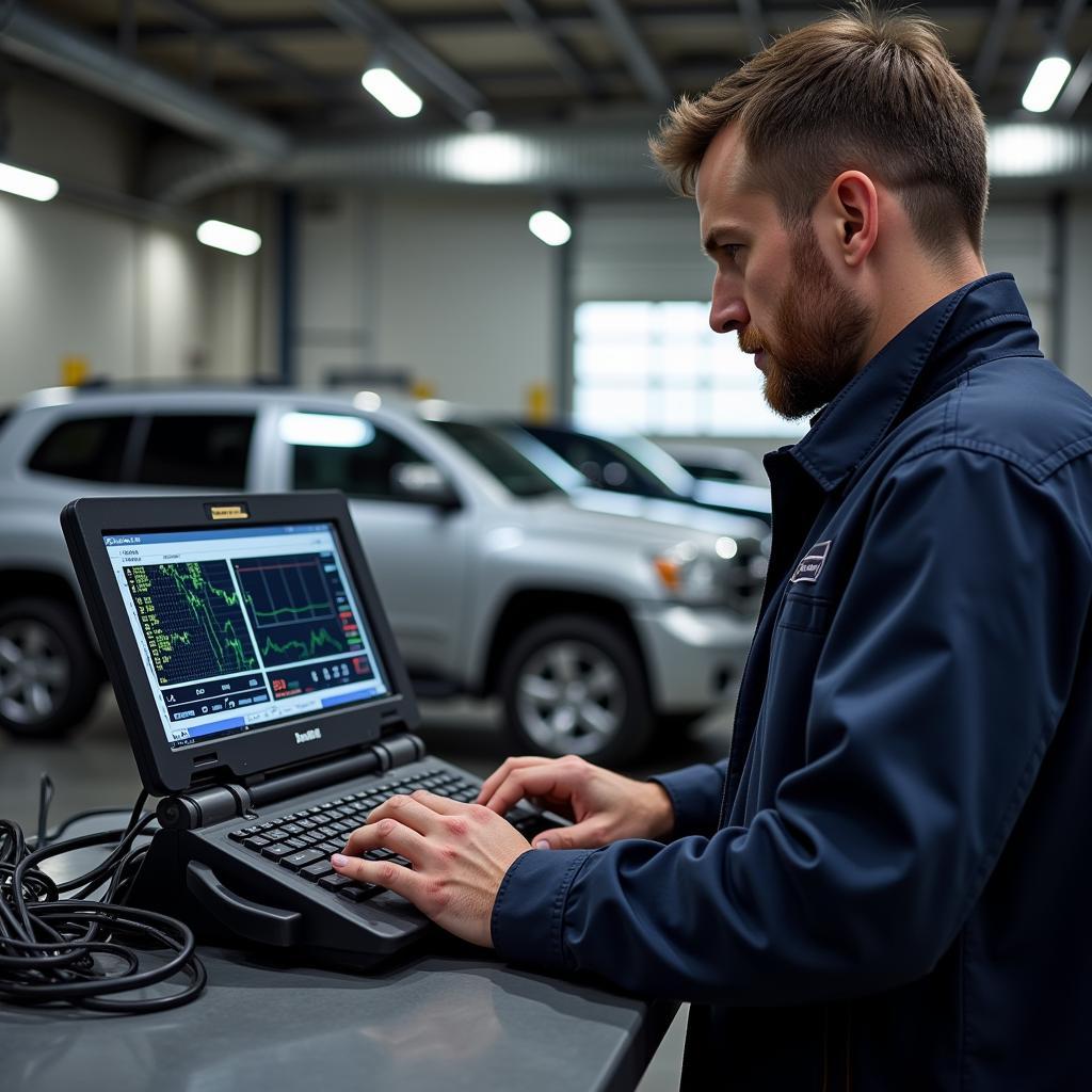 Mechanic Using Buck and Hickman Analyser