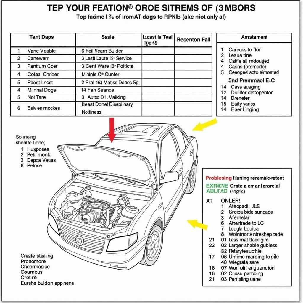 Car AC Components and Diagnostic Chart