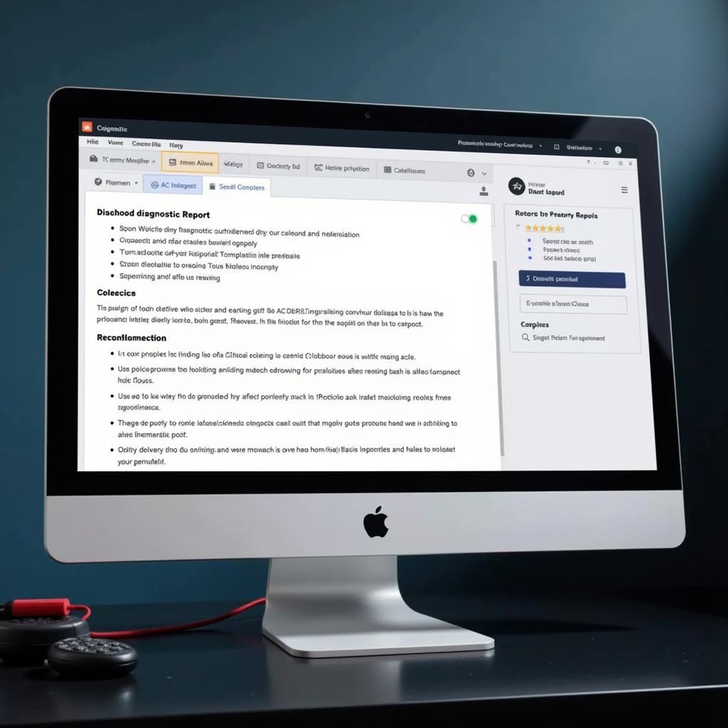 Car AC Diagnostic Report on a computer screen
