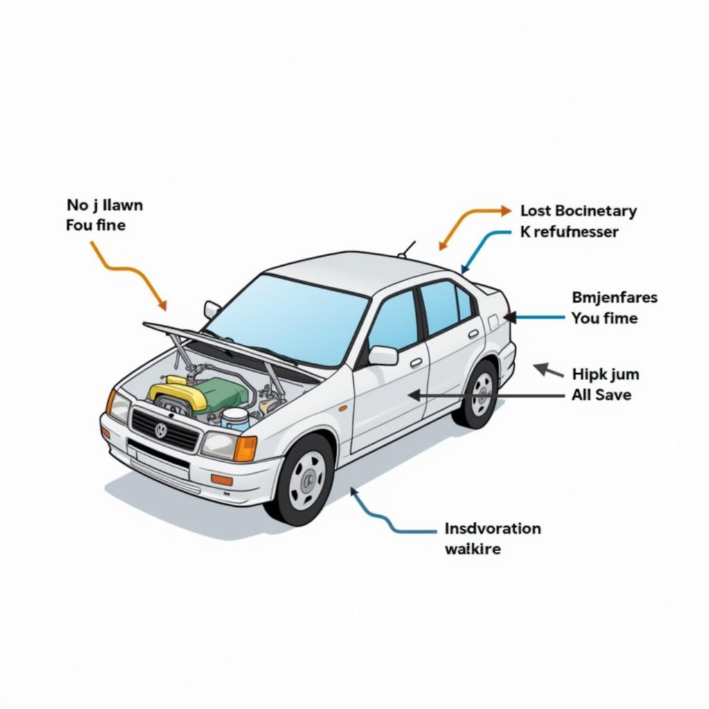 Diagram illustrating the components of a car AC system