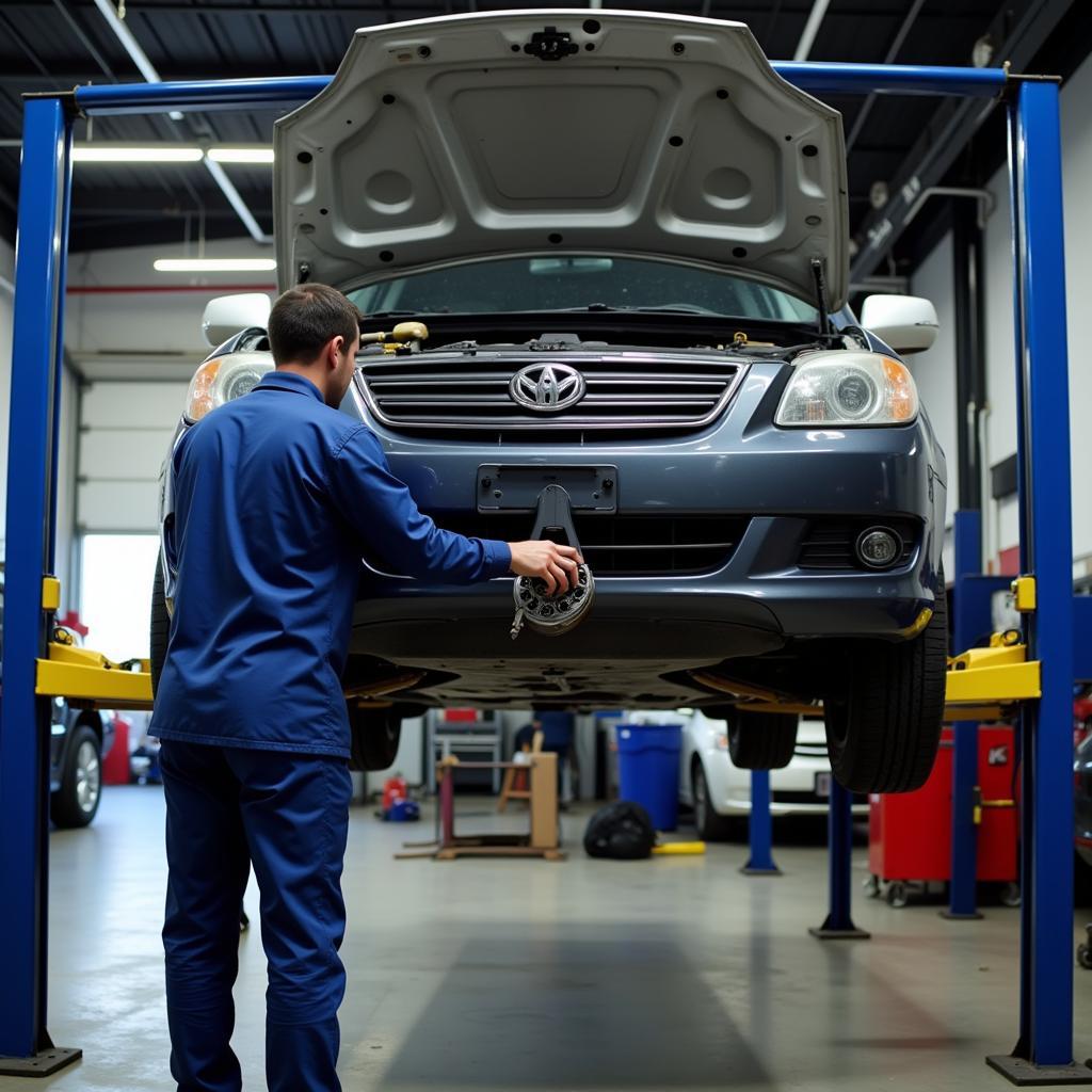 Car alternator replacement and repair in a garage