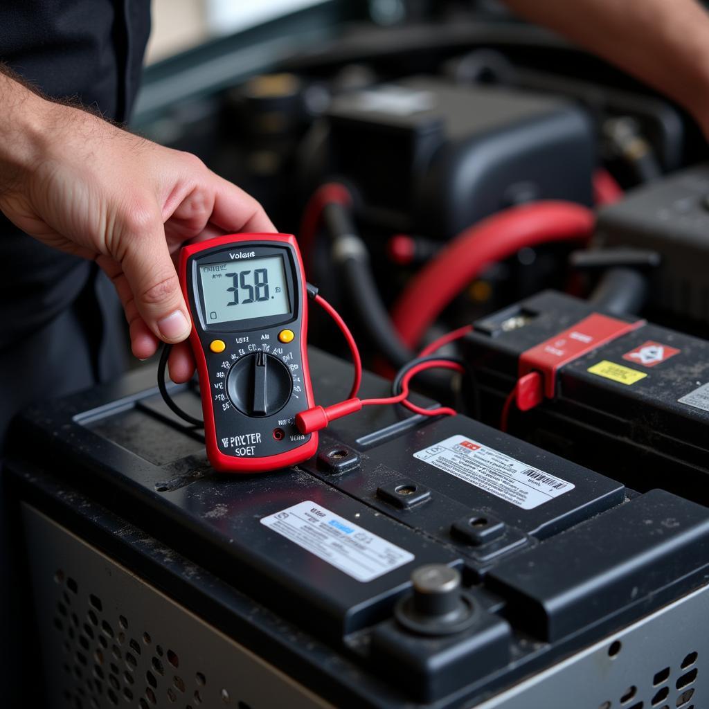 Testing Car Battery Voltage with Multimeter