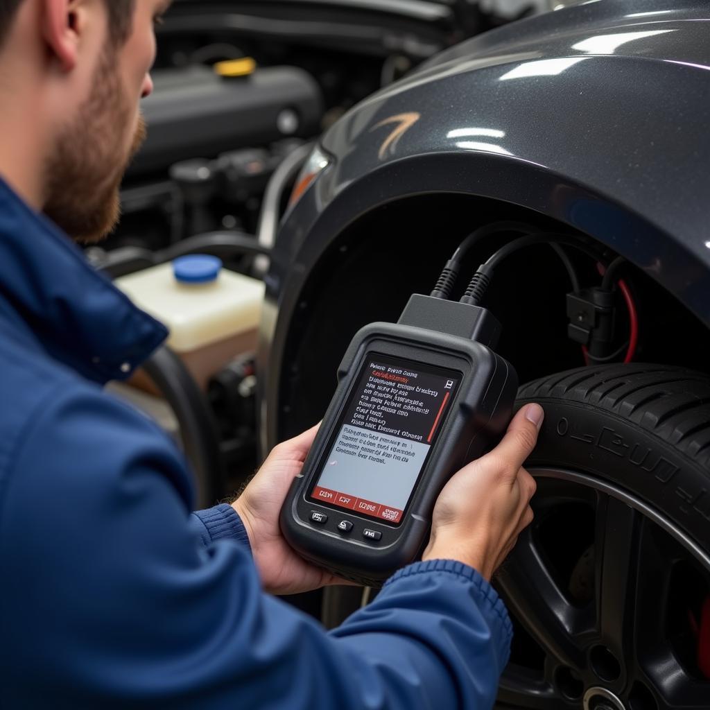 Mechanic Using a Car Code Reader