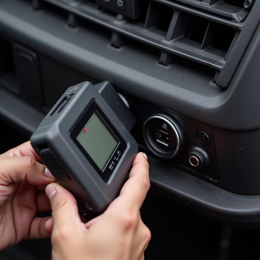 Mechanic Using a Car Code Reader