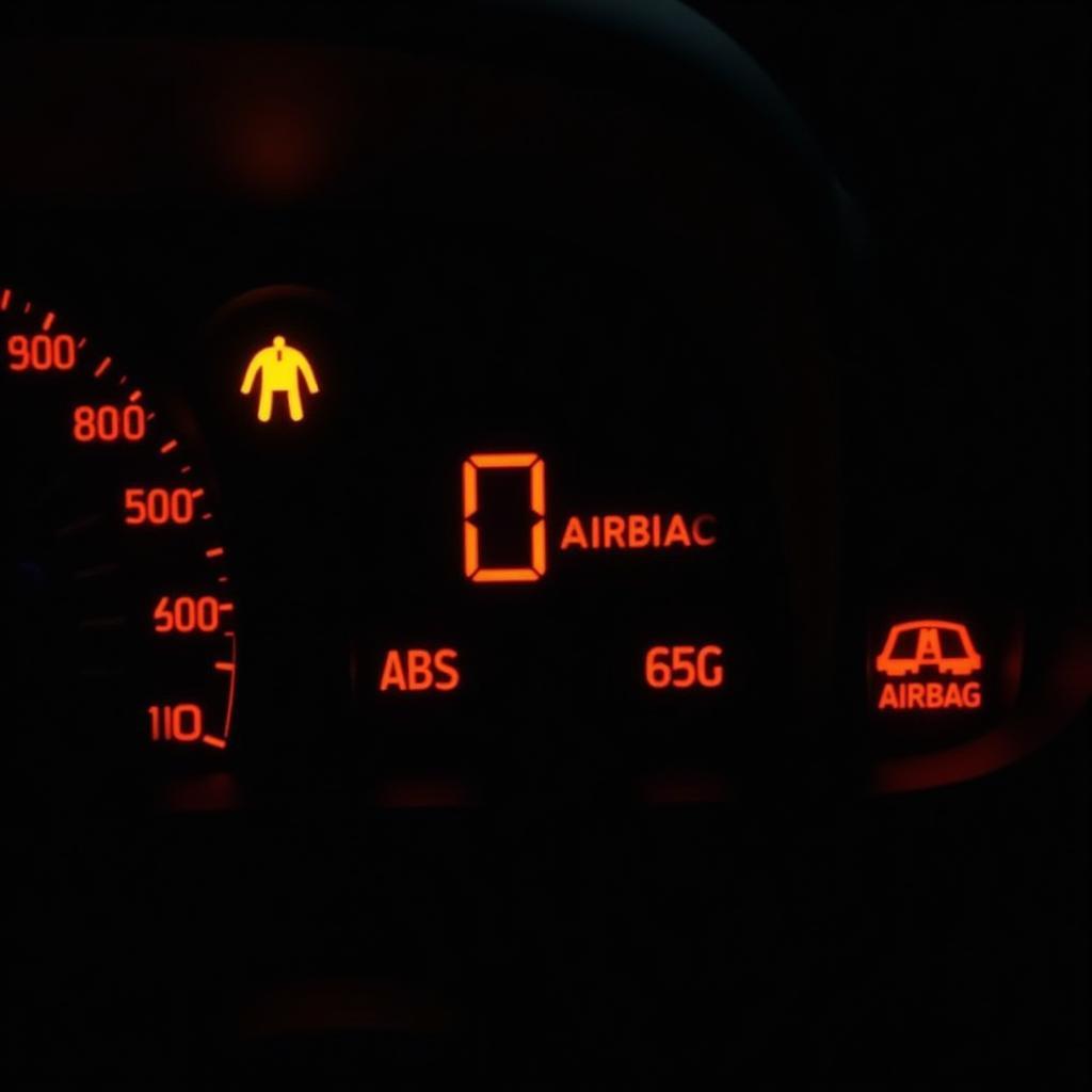 Car Dashboard with Warning Lights