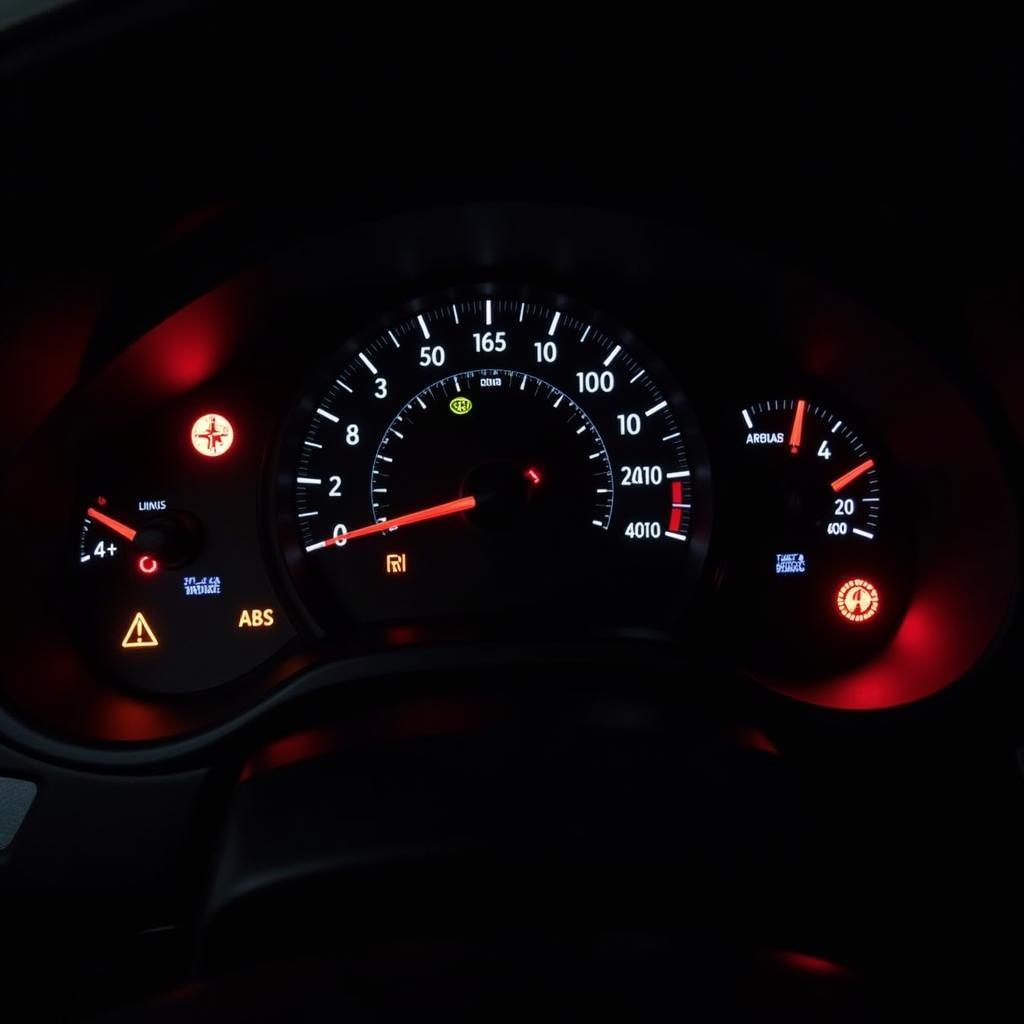 Car Dashboard Warning Lights Illuminated