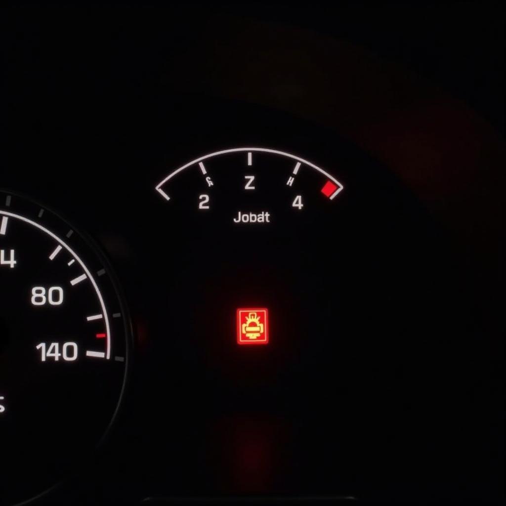 Car Dashboard Showing Active Check Engine Light