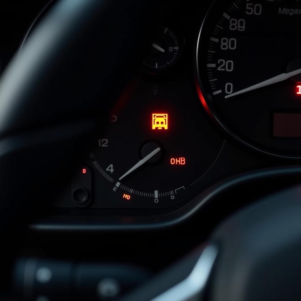 Car Dashboard With Check Engine Light On