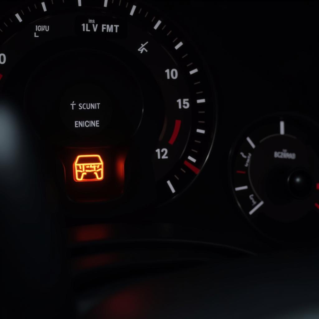 Car Dashboard with Check Engine Light On