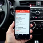 Car Diagnostic App Displaying ABS Fault Codes
