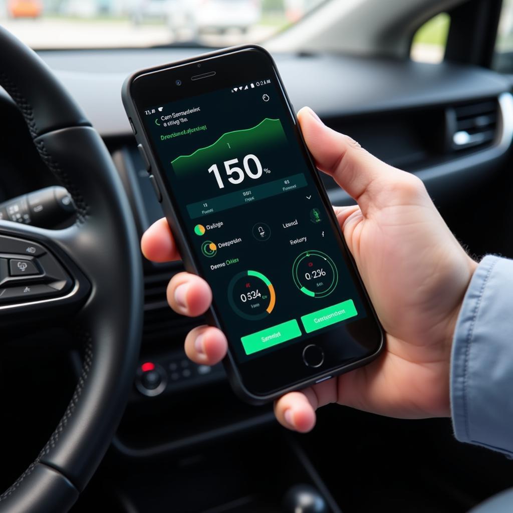 Smartphone displaying a car diagnostic app interface