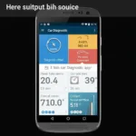 Modern car diagnostic app interface on a smartphone