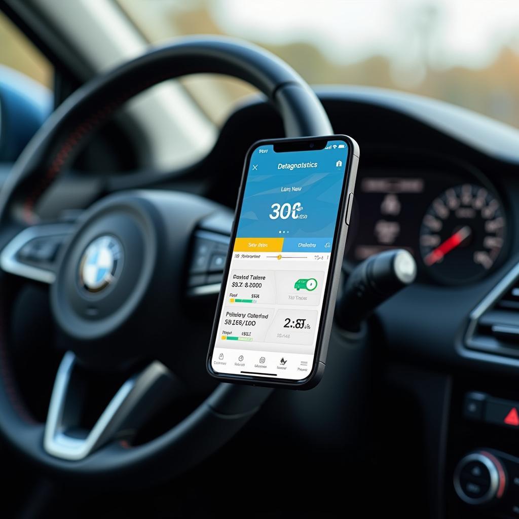 Smartphone Displaying Car Diagnostic App