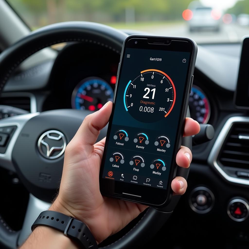 Smartphone Displaying Car Diagnostic Data