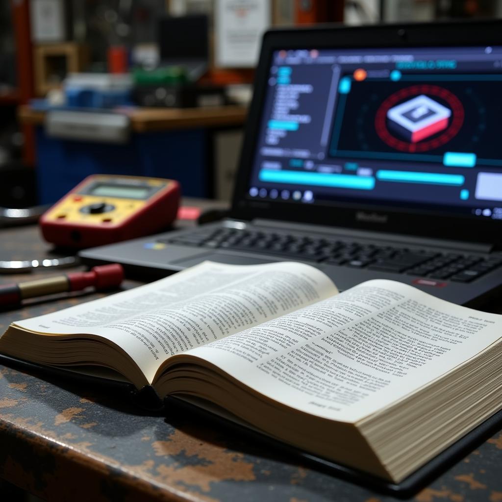 Car Diagnostic Book on Workbench