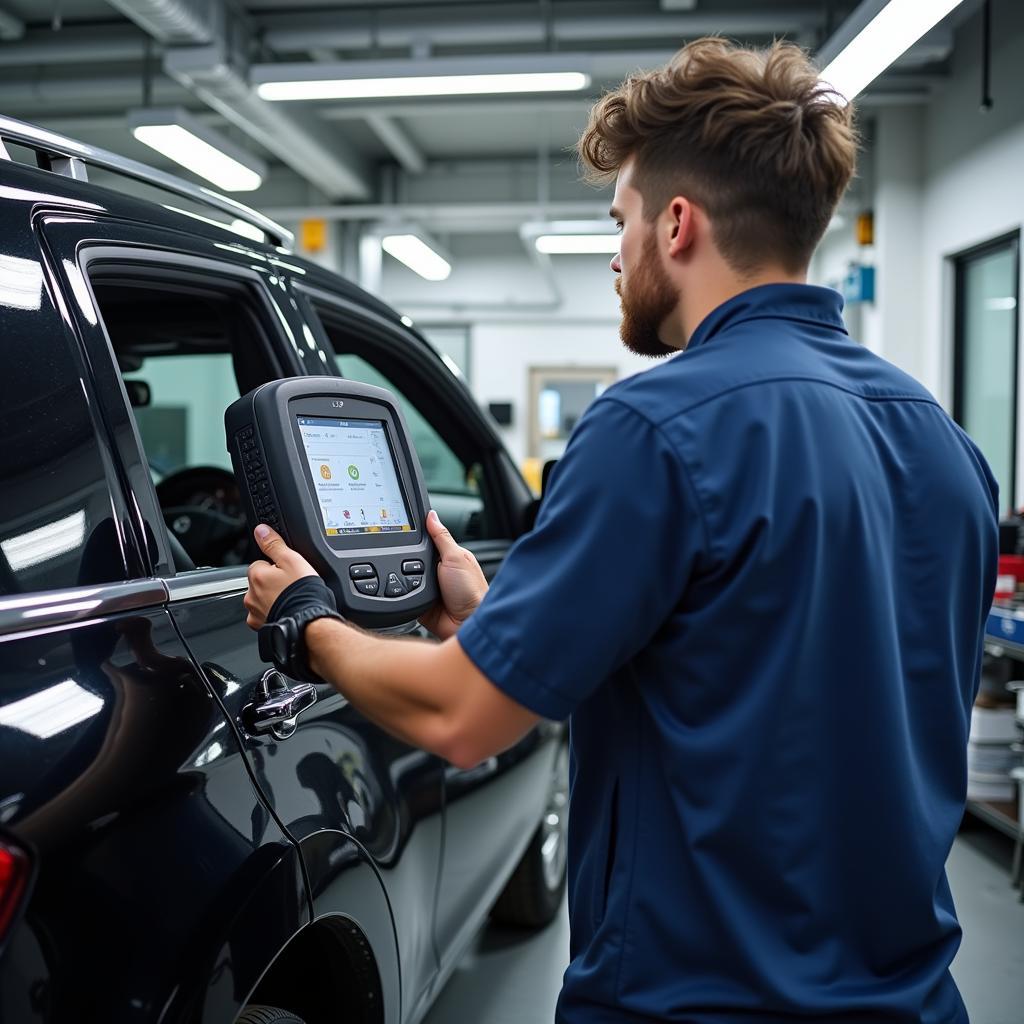 Car Diagnostic Center Technician Working