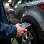 Mechanic performing a car diagnostic check in Dublin