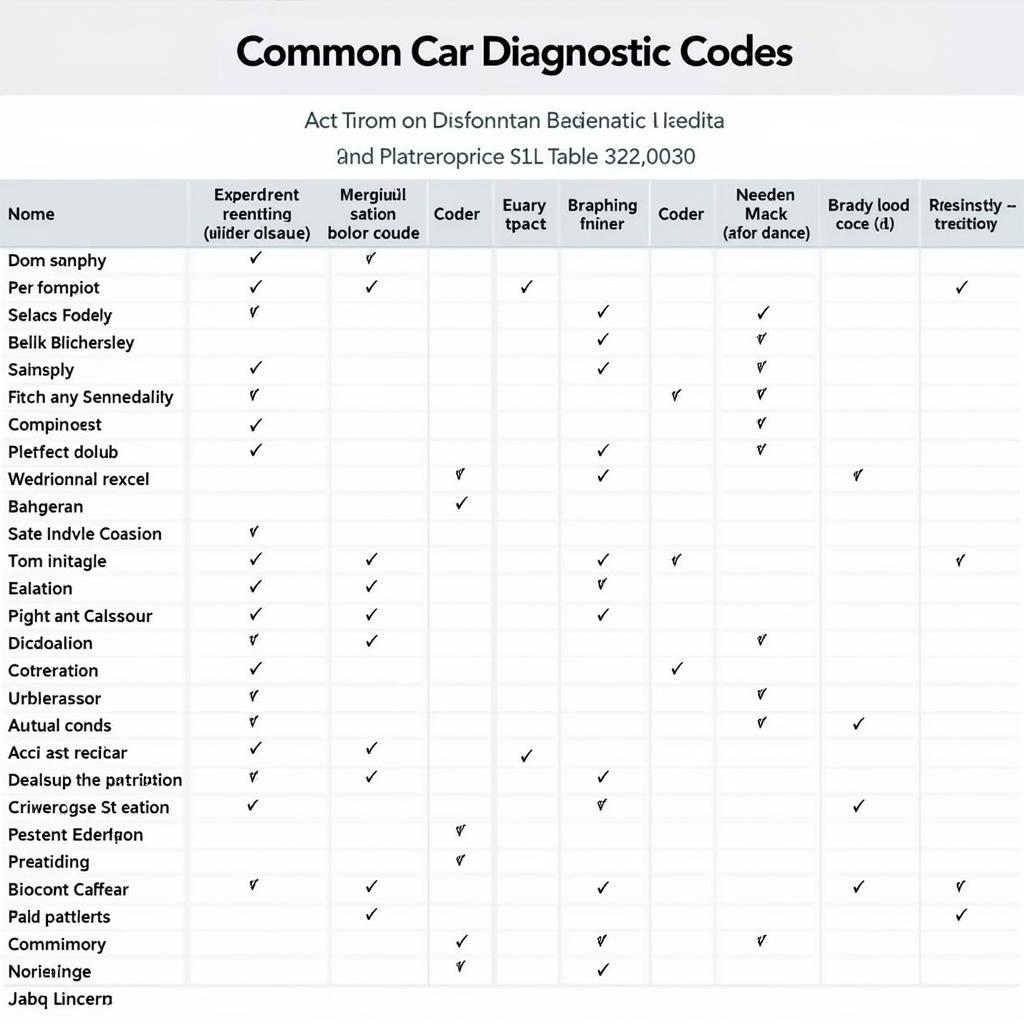 Car Diagnostic Code Chart