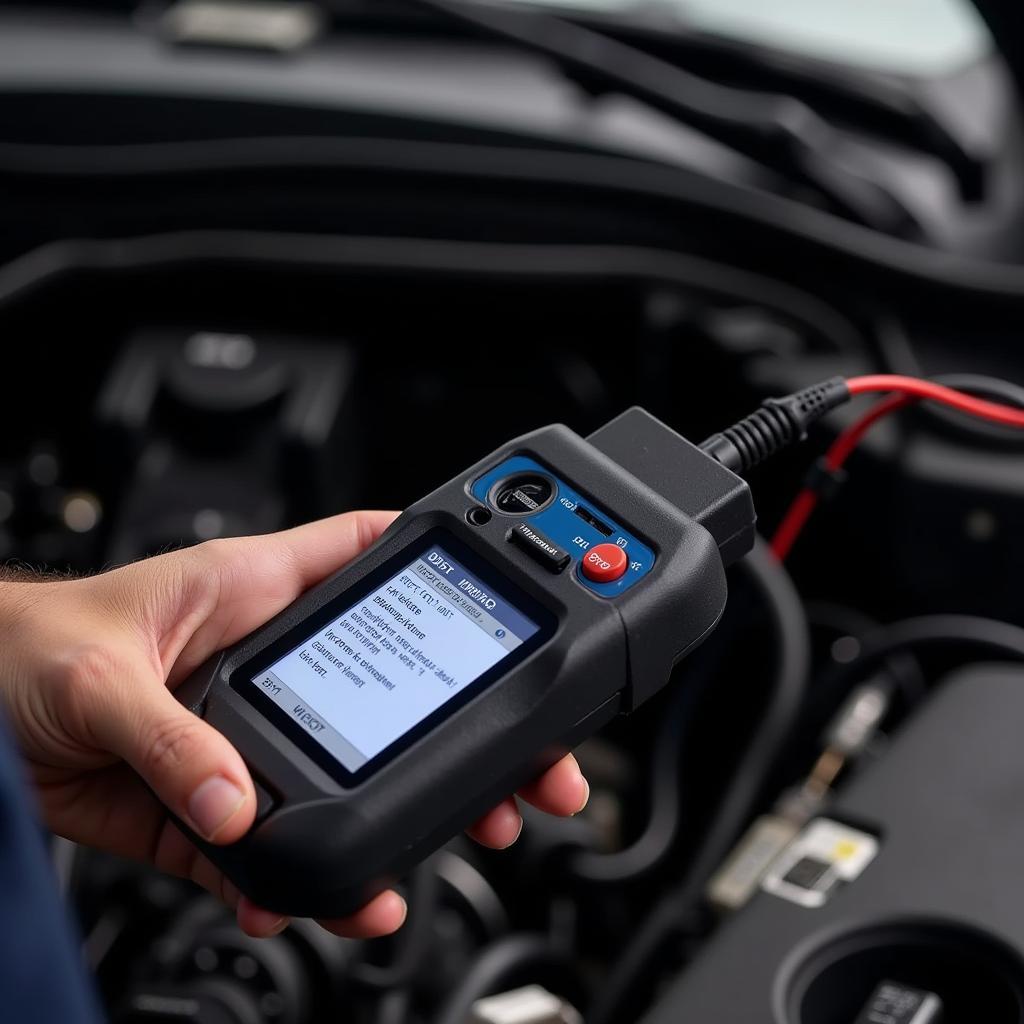 Mechanic Using a Car Diagnostic Code Reader