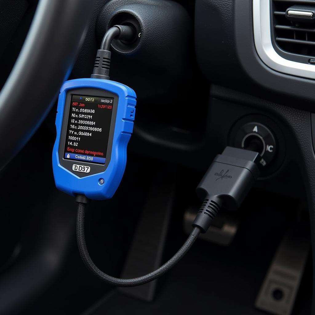 Car Diagnostic Code Reader Connected to Port