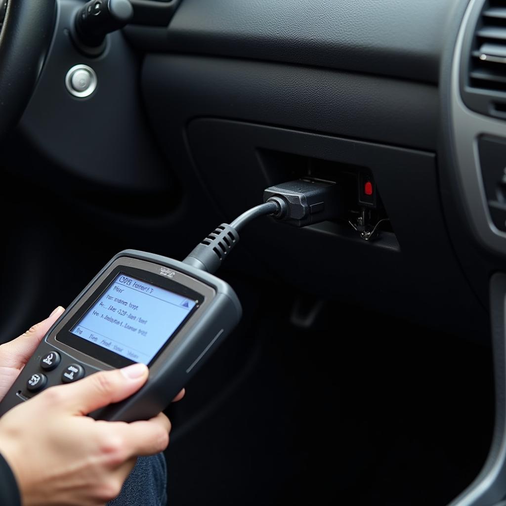 Car Diagnostic Code Reader Connected to Port