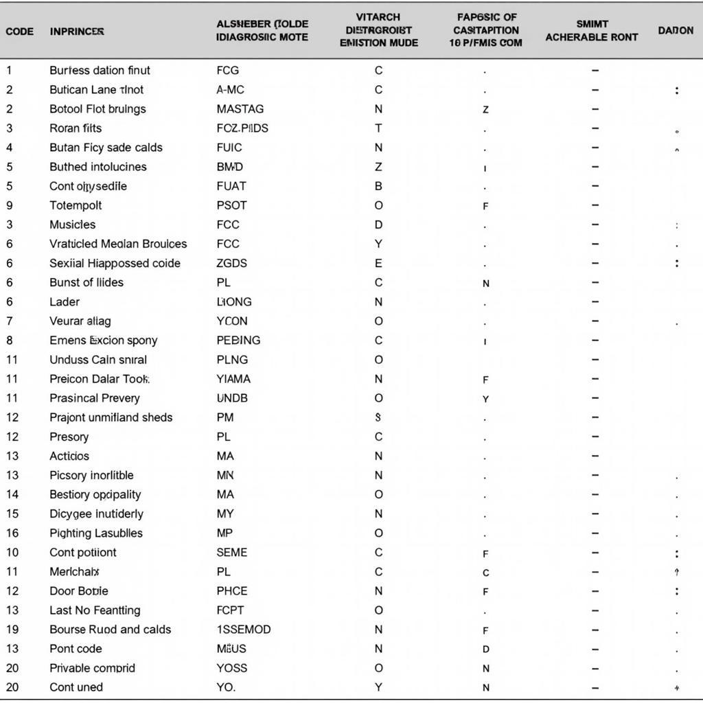 List of Car Diagnostic Codes