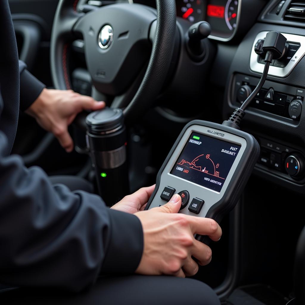 Car Diagnostic Computer In Action