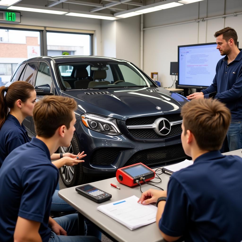 Students Participating in a Car Diagnostic Course