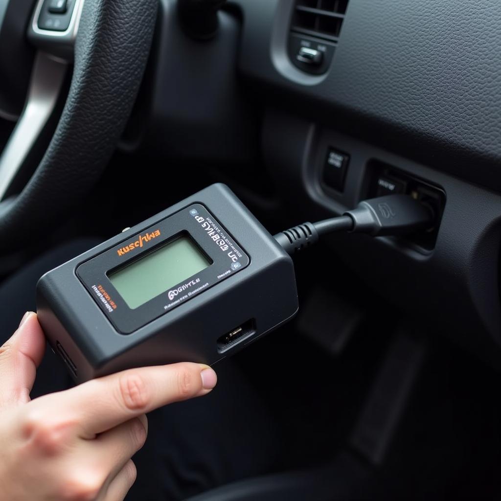 Car Diagnostic Equipment Connected to OBD Port