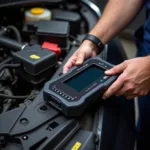 Car Diagnostic Equipment Connected to a Vehicle