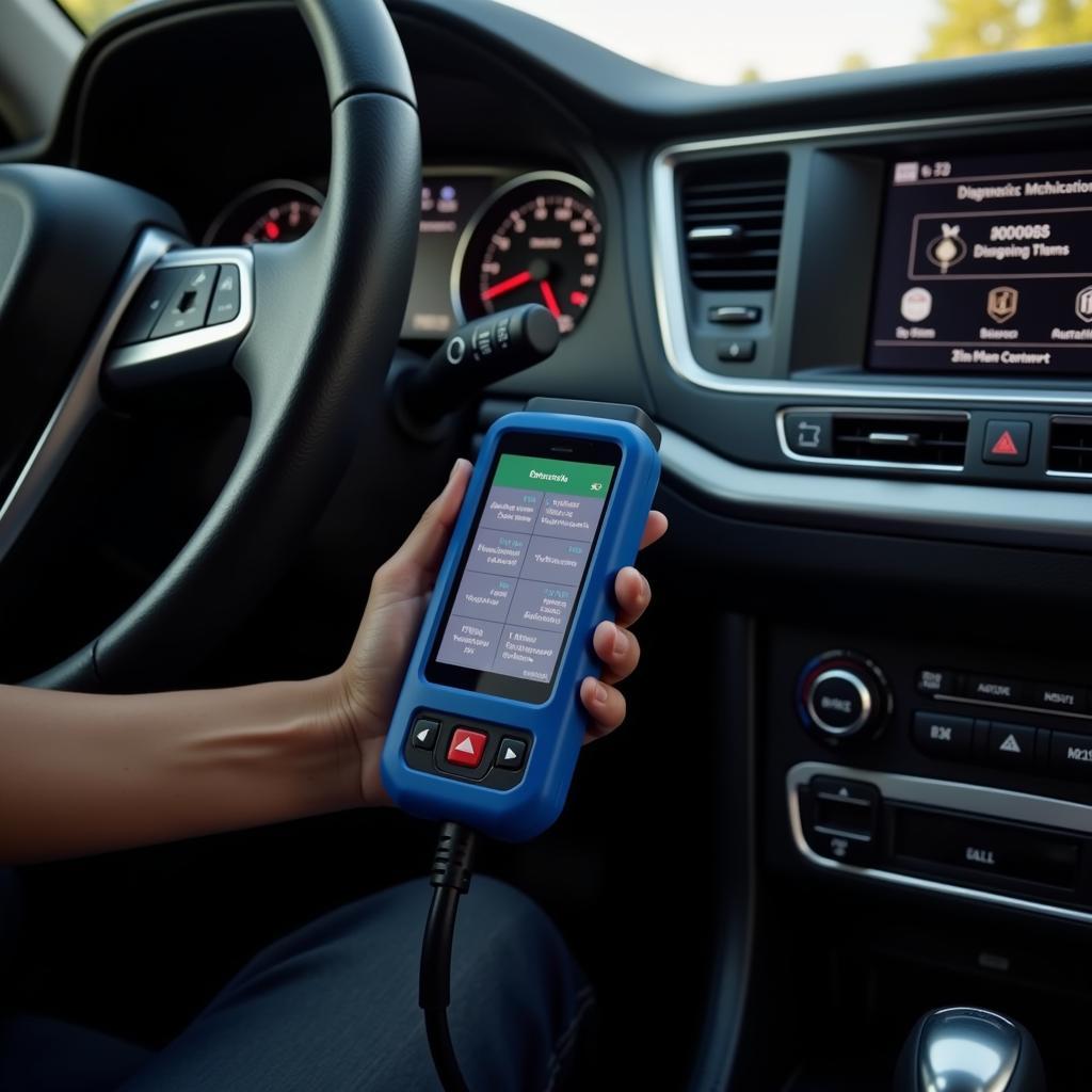 Car diagnostic interface scanner connected to a car